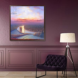 «Petersham, 2007» в интерьере классической гостиной с зеленой стеной над диваном «Petersham, 2007» в интерьере классической гостиной с зеленой стеной над диваном
