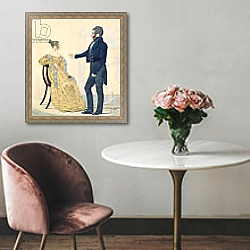 «Portrait of Captain and Mrs George Ruddle, c.1835» в интерьере гостиной с розовым диваном «Portrait of Captain and Mrs George Ruddle, c.1835» в интерьере гостиной с розовым диваном