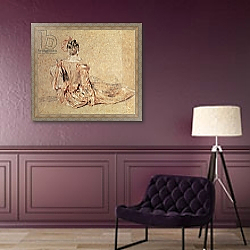 «Study of a woman seen from the back, 1716-18» в интерьере в классическом стиле в фиолетовых тонах «Study of a woman seen from the back, 1716-18» в интерьере в классическом стиле в фиолетовых тонах