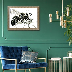 «Worker bee collecting nectar from flower» в интерьере в классическом стиле с зеленой стеной «Worker bee collecting nectar from flower» в интерьере в классическом стиле с зеленой стеной
