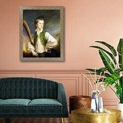 «Charles Collyer as a boy, with a cricket bat, 1766» в интерьере классической гостиной над диваном «Charles Collyer as a boy, with a cricket bat, 1766» в интерьере классической гостиной над диваном
