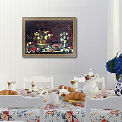 «A Basket of Grapes and other Fruit» в интерьере кухни в стиле прованс над столом с завтраком «A Basket of Grapes and other Fruit» в интерьере кухни в стиле прованс над столом с завтраком