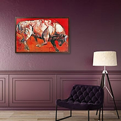 «The White Bull, 1999» в интерьере гостиной с розовым диваном «The White Bull, 1999» в интерьере гостиной с розовым диваном
