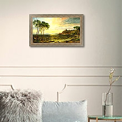 «Sunset over Lake Thrasemine, 1887» в интерьере в классическом стиле в светлых тонах «Sunset over Lake Thrasemine, 1887» в интерьере в классическом стиле в светлых тонах