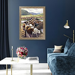 «Cattle ranching in the Scottish Highlands» в интерьере в классическом стиле в синих тонах «Cattle ranching in the Scottish Highlands» в интерьере в классическом стиле в синих тонах