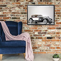 «Chrysler CL Imperial Sport Phaeton by LeBaron '1933» в интерьере кабинета в стиле ретро над столом «Chrysler CL Imperial Sport Phaeton by LeBaron '1933» в интерьере кабинета в стиле ретро над столом