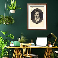 «Nikolai Gogol, Russian novelist, dramatist and short story writer» в интерьере кабинета с зелеными стенами «Nikolai Gogol, Russian novelist, dramatist and short story writer» в интерьере кабинета с зелеными стенами