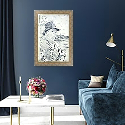 «William Blake Wearing a Hat, c.1825» в интерьере в классическом стиле в синих тонах «William Blake Wearing a Hat, c.1825» в интерьере в классическом стиле в синих тонах