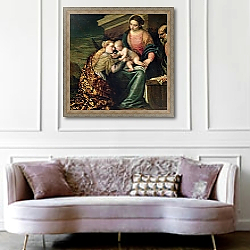 «The Mystic Marriage of St. Catherine of Alexandria» в интерьере гостиной в классическом стиле над диваном «The Mystic Marriage of St. Catherine of Alexandria» в интерьере гостиной в классическом стиле над диваном
