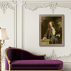 «Portrait of a Gentleman, or Portrait of Jean de Julienne» в интерьере в классическом стиле над банкеткой «Portrait of a Gentleman, or Portrait of Jean de Julienne» в интерьере в классическом стиле над банкеткой
