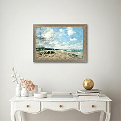 «The Beach at Tourgeville, 1893» в интерьере в классическом стиле над столом «The Beach at Tourgeville, 1893» в интерьере в классическом стиле над столом