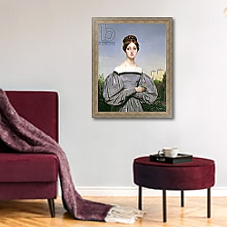 «Portrait of Louise Vernet Daughter of the Artist» в интерьере гостиной в бордовых тонах «Portrait of Louise Vernet Daughter of the Artist» в интерьере гостиной в бордовых тонах