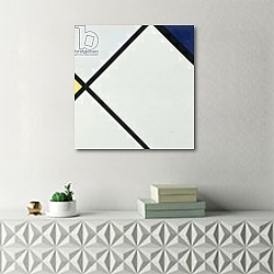 «Composition No 1, 1925, by Piet Mondrian. Netherlands, 20th century.» в интерьере гостиной в стиле минимализм в светлых тонах «Composition No 1, 1925, by Piet Mondrian. Netherlands, 20th century.» в интерьере гостиной в стиле минимализм в светлых тонах