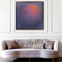 «Universal I, 2003 Orb abstract» в интерьере классической спальни с темными стенами «Universal I, 2003 Orb abstract» в интерьере классической спальни с темными стенами