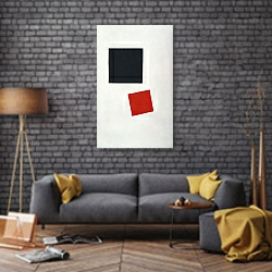 «Painterly Realism. Boy with Knapsack - Color Masses in the Fourth Dimension» в интерьере кабинета в стиле лофт с кирпичными стенами «Painterly Realism. Boy with Knapsack - Color Masses in the Fourth Dimension» в интерьере кабинета в стиле лофт с кирпичными стенами