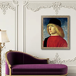 «Portrait of a Young Senator, 1485-90» в интерьере в классическом стиле над банкеткой «Portrait of a Young Senator, 1485-90» в интерьере в классическом стиле над банкеткой