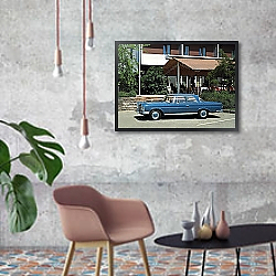 «Mercedes-Benz 280SE 3.5 Coupe (W111 W112) 1969–71» в интерьере кабинета в стиле ретро над столом «Mercedes-Benz 280SE 3.5 Coupe (W111 W112) 1969–71» в интерьере кабинета в стиле ретро над столом