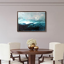 «Seascape; 2015 Mixed Media on Wood panel» в интерьере столовой в классическом стиле «Seascape; 2015 Mixed Media on Wood panel» в интерьере столовой в классическом стиле