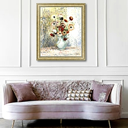 «Bouquet of Anemones,» в интерьере гостиной в классическом стиле над диваном «Bouquet of Anemones,» в интерьере гостиной в классическом стиле над диваном
