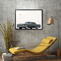 «Chrysler Custom Imperial Southampton 4-door Hardtop '1962» в интерьере в стиле ретро над комодом «Chrysler Custom Imperial Southampton 4-door Hardtop '1962» в интерьере в стиле ретро над комодом