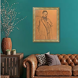 «Portrait of the Composer Alekandr Konstantinovich Glazunov, 1906» в интерьере в классическом стиле с зеленой стеной «Portrait of the Composer Alekandr Konstantinovich Glazunov, 1906» в интерьере в классическом стиле с зеленой стеной