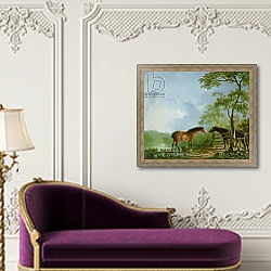«Mare and Stallion in a Landscape» в интерьере в классическом стиле над банкеткой «Mare and Stallion in a Landscape» в интерьере в классическом стиле над банкеткой