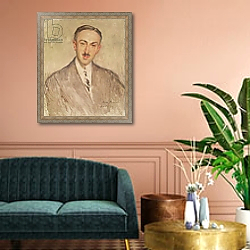 «Study for the Portrait of Andre Maurois 1924 1» в интерьере классической гостиной над диваном «Study for the Portrait of Andre Maurois 1924 1» в интерьере классической гостиной над диваном