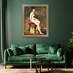 «Seated Nude, Mademoiselle Rose» в интерьере зеленой гостиной над диваном «Seated Nude, Mademoiselle Rose» в интерьере зеленой гостиной над диваном