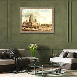 «The Catedral Metropolitana and the Palacio Nacional» в интерьере гостиной в оливковых тонах «The Catedral Metropolitana and the Palacio Nacional» в интерьере гостиной в оливковых тонах