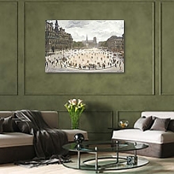 «Le Place de Hotel d'Ville, Paris» в интерьере классической гостиной над камином «Le Place de Hotel d'Ville, Paris» в интерьере классической гостиной над камином