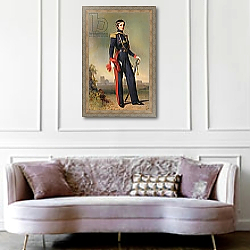 «Antoine-Marie-Philippe-Louis d'Orleans Duc de Montpensier, 1844» в интерьере гостиной в классическом стиле над диваном «Antoine-Marie-Philippe-Louis d'Orleans Duc de Montpensier, 1844» в интерьере гостиной в классическом стиле над диваном