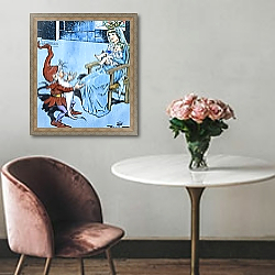 «Rumplestiltskin and the Princess, 1959 2» в интерьере в классическом стиле над креслом «Rumplestiltskin and the Princess, 1959 2» в интерьере в классическом стиле над креслом