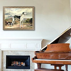 «A Greyhound in a hilly landscape» в интерьере классической гостиной над камином «A Greyhound in a hilly landscape» в интерьере классической гостиной над камином