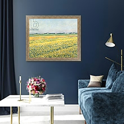 «The Plain of Gennevilliers, Yellow Fields; La plaine de Gennevilliers, champs jaunes, 1884» в интерьере в классическом стиле в синих тонах «The Plain of Gennevilliers, Yellow Fields; La plaine de Gennevilliers, champs jaunes, 1884» в интерьере в классическом стиле в синих тонах