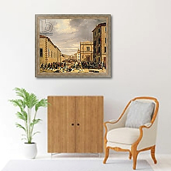 «The Battle of 21st March 1849 in the Piazzetta Santa Barnaba in Brescia» в интерьере в классическом стиле над комодом «The Battle of 21st March 1849 in the Piazzetta Santa Barnaba in Brescia» в интерьере в классическом стиле над комодом
