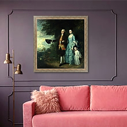 «Mr. and Mrs. George Byam and their eldest daughter, Selina, c.1764» в интерьере гостиной с розовым диваном «Mr. and Mrs. George Byam and their eldest daughter, Selina, c.1764» в интерьере гостиной с розовым диваном
