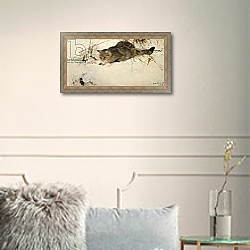 «A Cat Stalking a Mouse in the Snow, 1892» в интерьере в классическом стиле в светлых тонах «A Cat Stalking a Mouse in the Snow, 1892» в интерьере в классическом стиле в светлых тонах