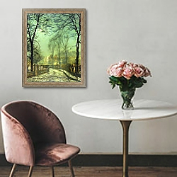 «A Moonlit Road, 19th century» в интерьере в классическом стиле над креслом «A Moonlit Road, 19th century» в интерьере в классическом стиле над креслом