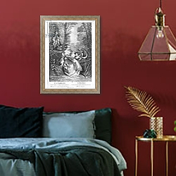 «The Family, engraved by Pierre Aveline» в интерьере спальни с акцентной стеной «The Family, engraved by Pierre Aveline» в интерьере спальни с акцентной стеной