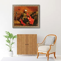 «A Turk smoking sitting on a sofa, c.1825» в интерьере в классическом стиле над комодом «A Turk smoking sitting on a sofa, c.1825» в интерьере в классическом стиле над комодом