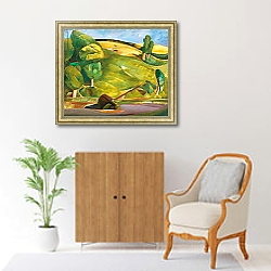 «Sailing Boat in a Cubist Landscape, early 1920s» в интерьере гостиной в классическом стиле над диваном «Sailing Boat in a Cubist Landscape, early 1920s» в интерьере гостиной в классическом стиле над диваном