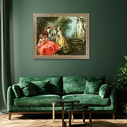 «The Four Times of the Day: Midday, c.1739-41» в интерьере зеленой гостиной над диваном «The Four Times of the Day: Midday, c.1739-41» в интерьере зеленой гостиной над диваном