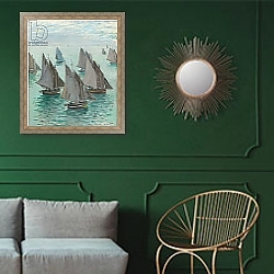 «Fishing Boats, Calm Sea, 1868» в интерьере в классическом стиле в синих тонах «Fishing Boats, Calm Sea, 1868» в интерьере в классическом стиле в синих тонах