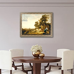«A Landscape with Shepherds and Shepherdesses» в интерьере в классическом стиле над банкеткой «A Landscape with Shepherds and Shepherdesses» в интерьере в классическом стиле над банкеткой