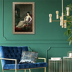 «The Marquesa de Villafranca Painting her Husband, 1804» в интерьере в классическом стиле с зеленой стеной «The Marquesa de Villafranca Painting her Husband, 1804» в интерьере в классическом стиле с зеленой стеной