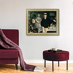 «Luncheon in the Studio, 1868» в интерьере гостиной в бордовых тонах «Luncheon in the Studio, 1868» в интерьере гостиной в бордовых тонах