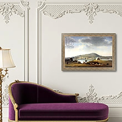 «Blue Hill, Maine, USA, c.1853-57» в интерьере в классическом стиле над банкеткой «Blue Hill, Maine, USA, c.1853-57» в интерьере в классическом стиле над банкеткой