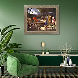«Moses Defending the Daughters of Jethro» в интерьере в классическом стиле над столом «Moses Defending the Daughters of Jethro» в интерьере в классическом стиле над столом