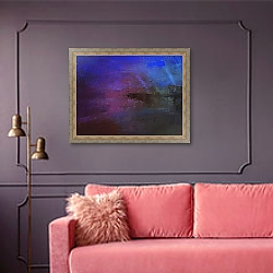 «A storm at Cromer Pier, Norfolk» в интерьере гостиной с розовым диваном «A storm at Cromer Pier, Norfolk» в интерьере гостиной с розовым диваном