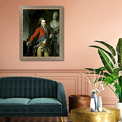 «Portrait of Aide-de-Camp Alexander Lanskoy, 1782» в интерьере классической гостиной над диваном «Portrait of Aide-de-Camp Alexander Lanskoy, 1782» в интерьере классической гостиной над диваном